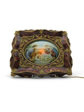Nativity Scene Light With Ornate Frame Vintage Illuminated 15"